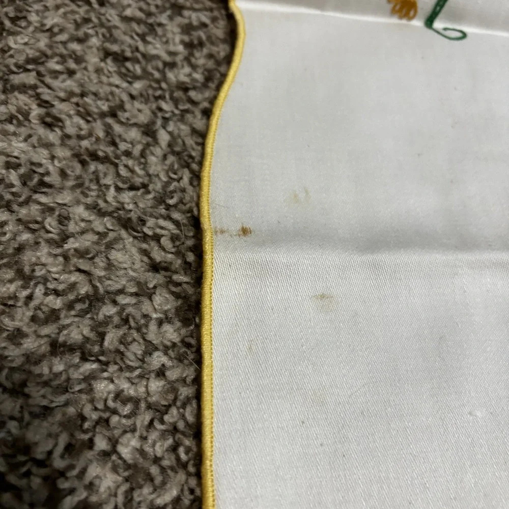 Embroidered Floral Table Dresser Runners Oblong Vintage Yellow Green 2 Sizes